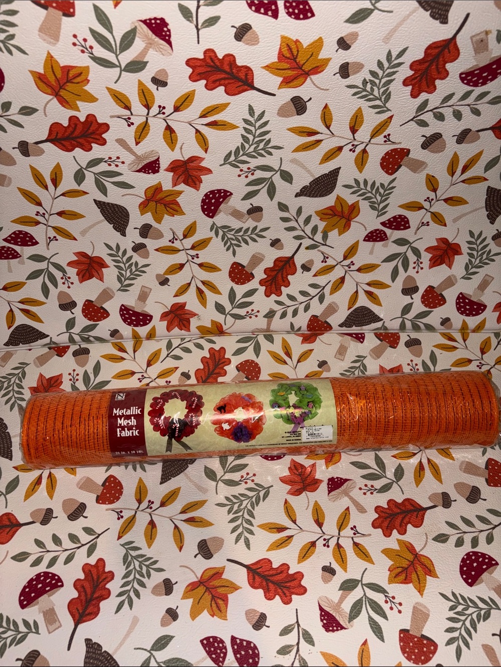 Orange Metallic Mesh Fabric Roll New